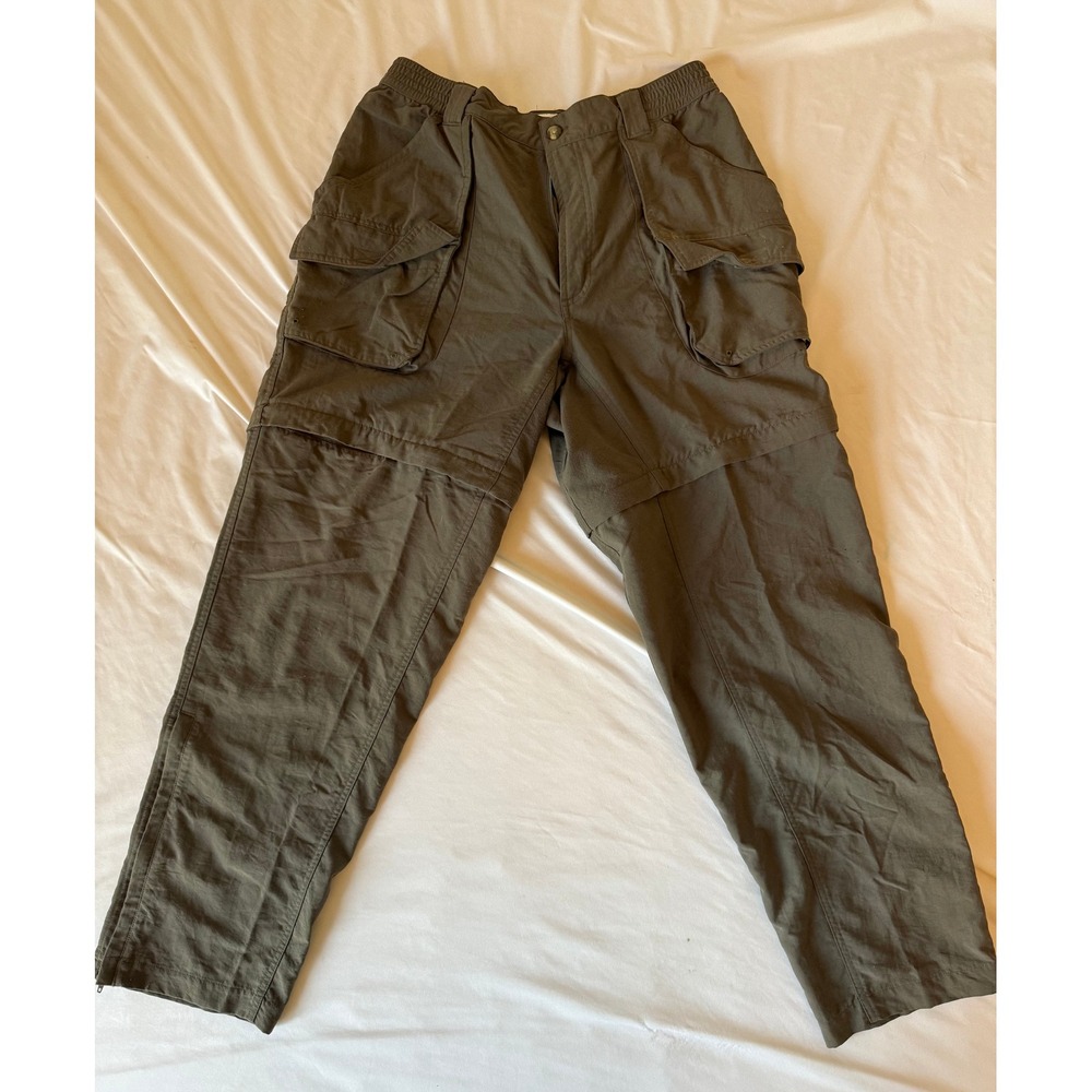 Columbia Womens Large Convertible Hiking Cargo Pants Olive Green TL8340 Zip Off